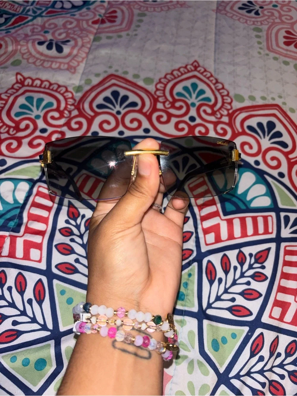 Miche Men’s Black Sunglasses with Gold Accents